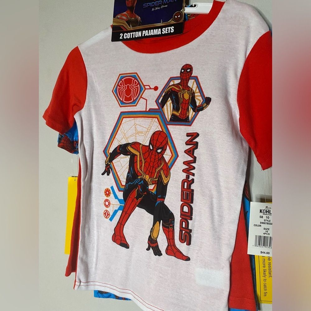 New Boy Spiderman Spider-man Spider man Pajamas Sleepwear set top short Size 10 - Picture 3 of 5